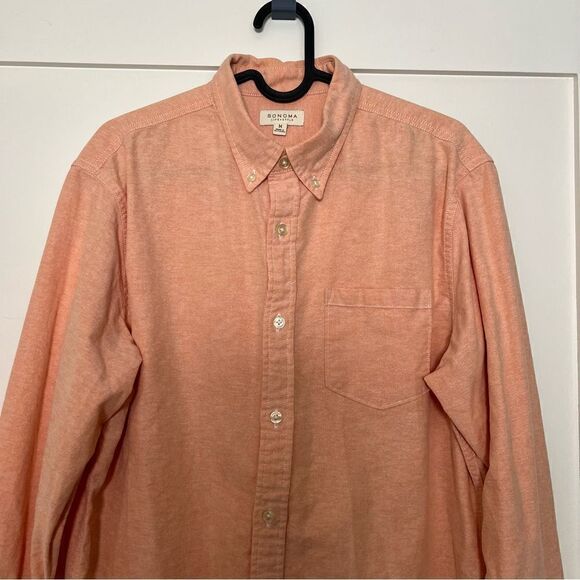 Sonoma Life Style Mens Shirt Medium Salmon Button Down Long Sleeve Cotton Classi - Picture 2 of 11